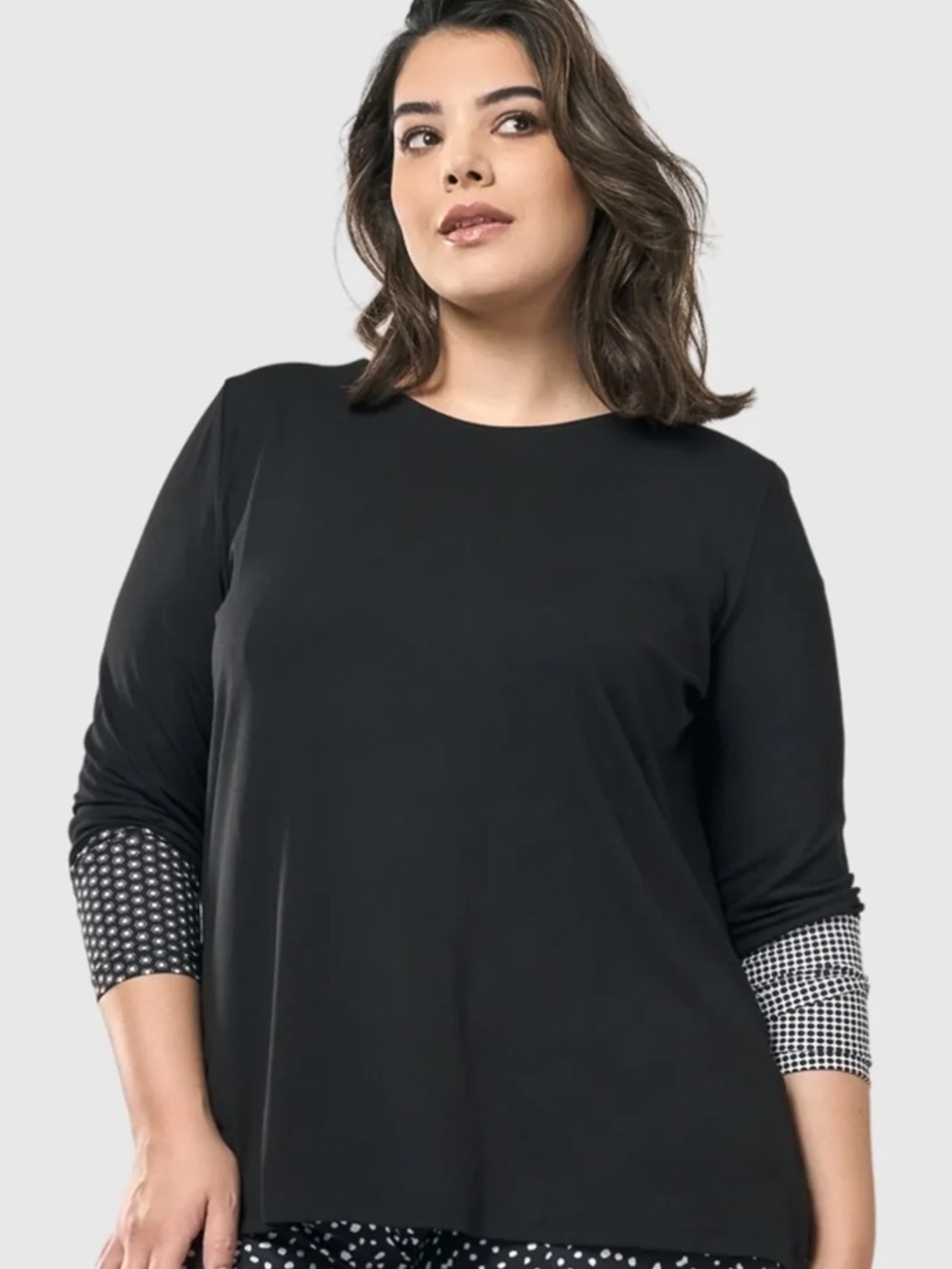 Alembika Tekbika Go-To Long Sleeve Top Mono Geometric Cuff Size US 8-10 NWT